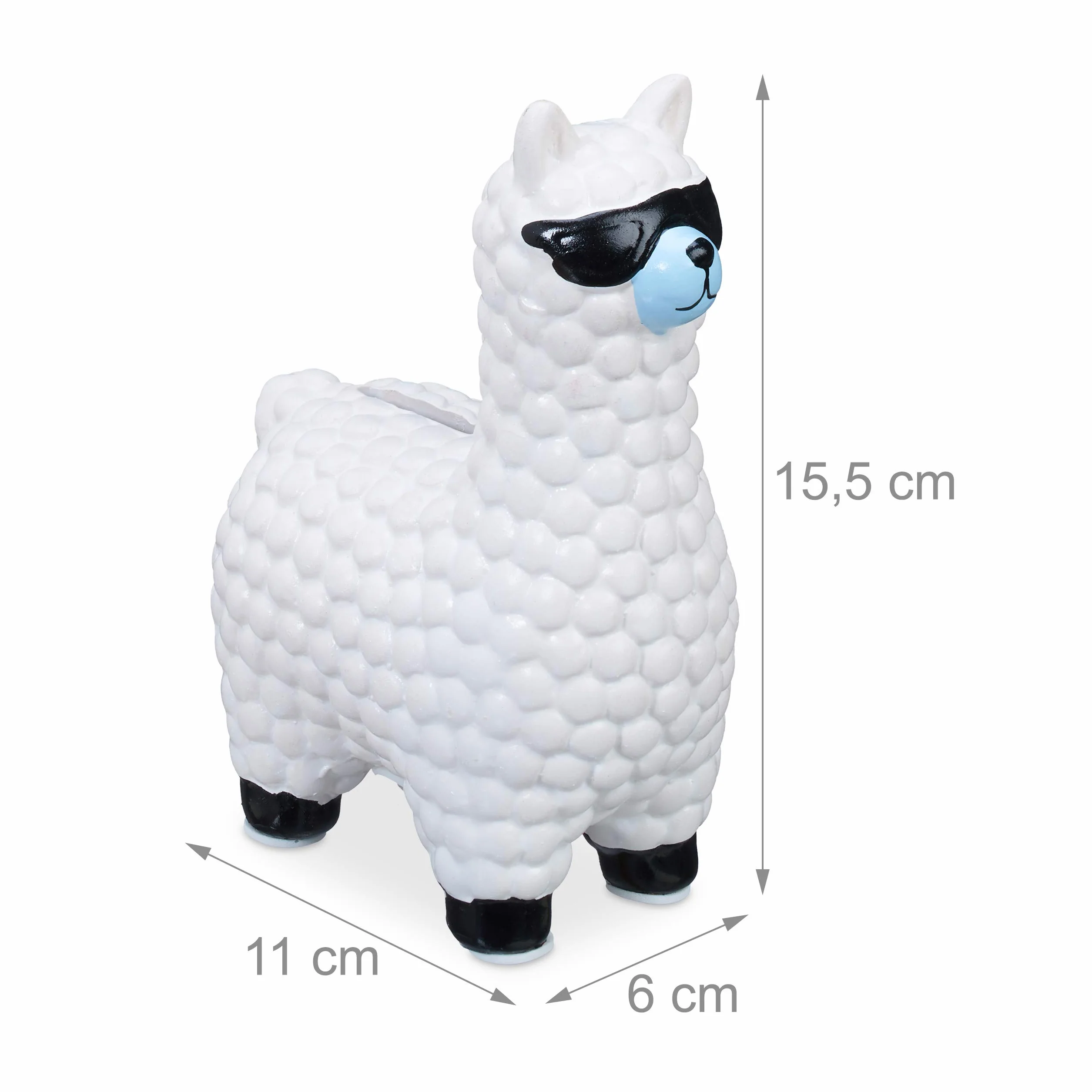Relaxdays Salvadanaio a Forma di Lama con Occhiali, Contenitore Porta Soldi in Ceramica, HLP: 15,5x11x6 cm, Bianco