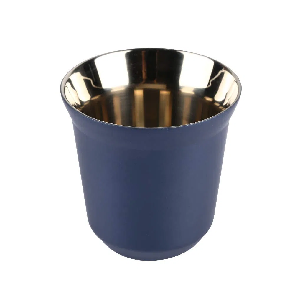 Tazza Di Caffè Tazzine Espresso In Acciaio Inox Doppio Muro Isolato Termicamente Capsula Blu Scuro