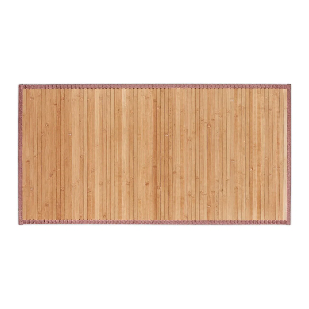 Relaxdays Tappeto in Bambù, Resistente all’Umidità, Antiscivolo, Bordi in Tessuto, Bagno, 61x122cm, Legno Naturale