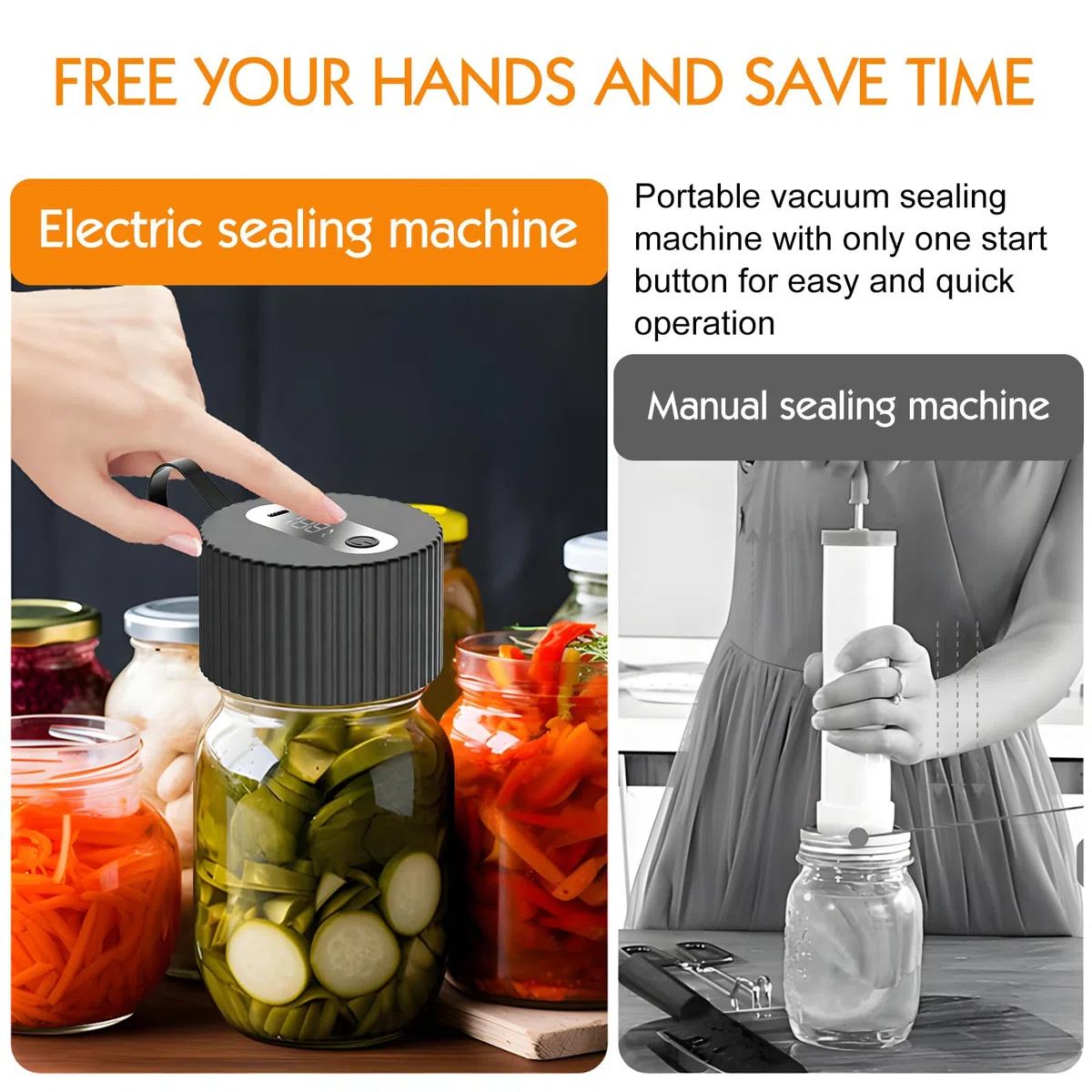 PORFOYO Macchina sottovuoto 3 in 1 per bicchieri, sottovuoto elettrico, Mason Jar Sealer per apertura ampia e normale, include 10 bustine, coperchi per conserve