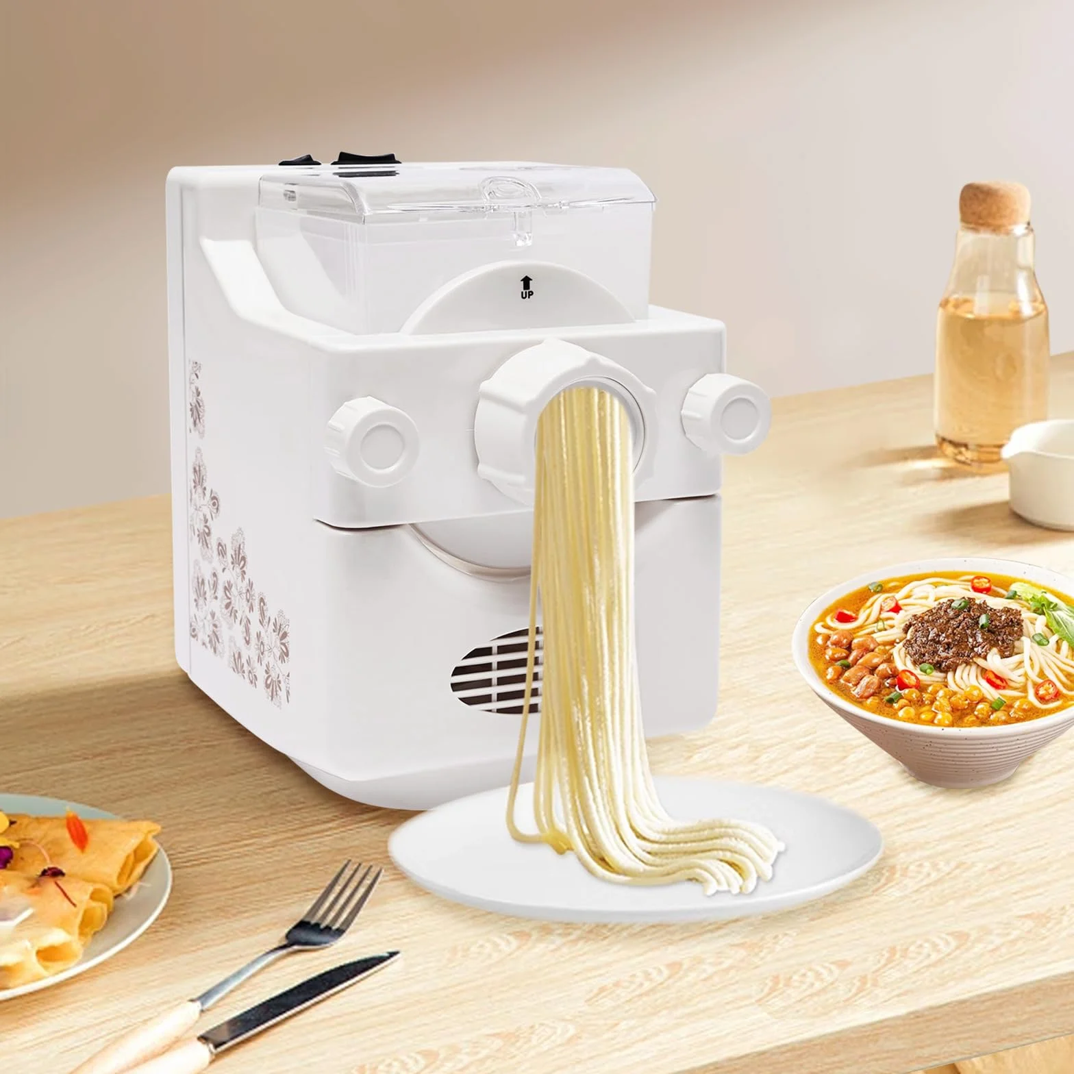 Pasta Maker elettrico Macchina per pasta multifunzionale per la casa con 9 dischi modellanti per gnocchi pronti, spaghetti, fettuccine e penne