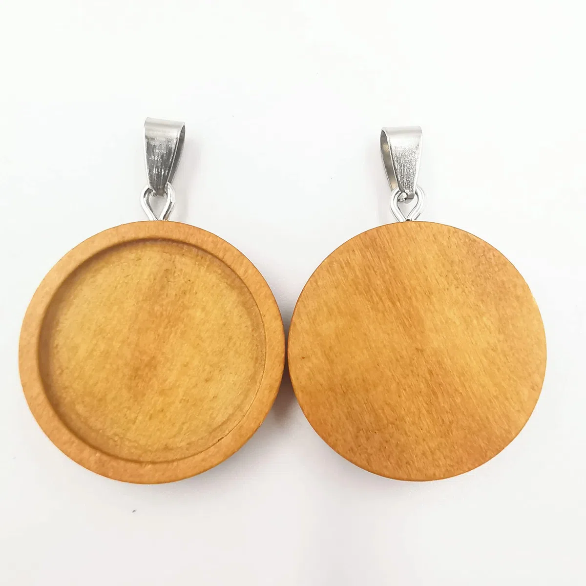 50 Pezzi Vassoi Pendenti in Legno Basi Cabochon Pendenti Rotonde Castoni Artigianali per DIY Creazione di Gioielli Adatta a Piastrelle a Cupola in Vetro da 25 mm