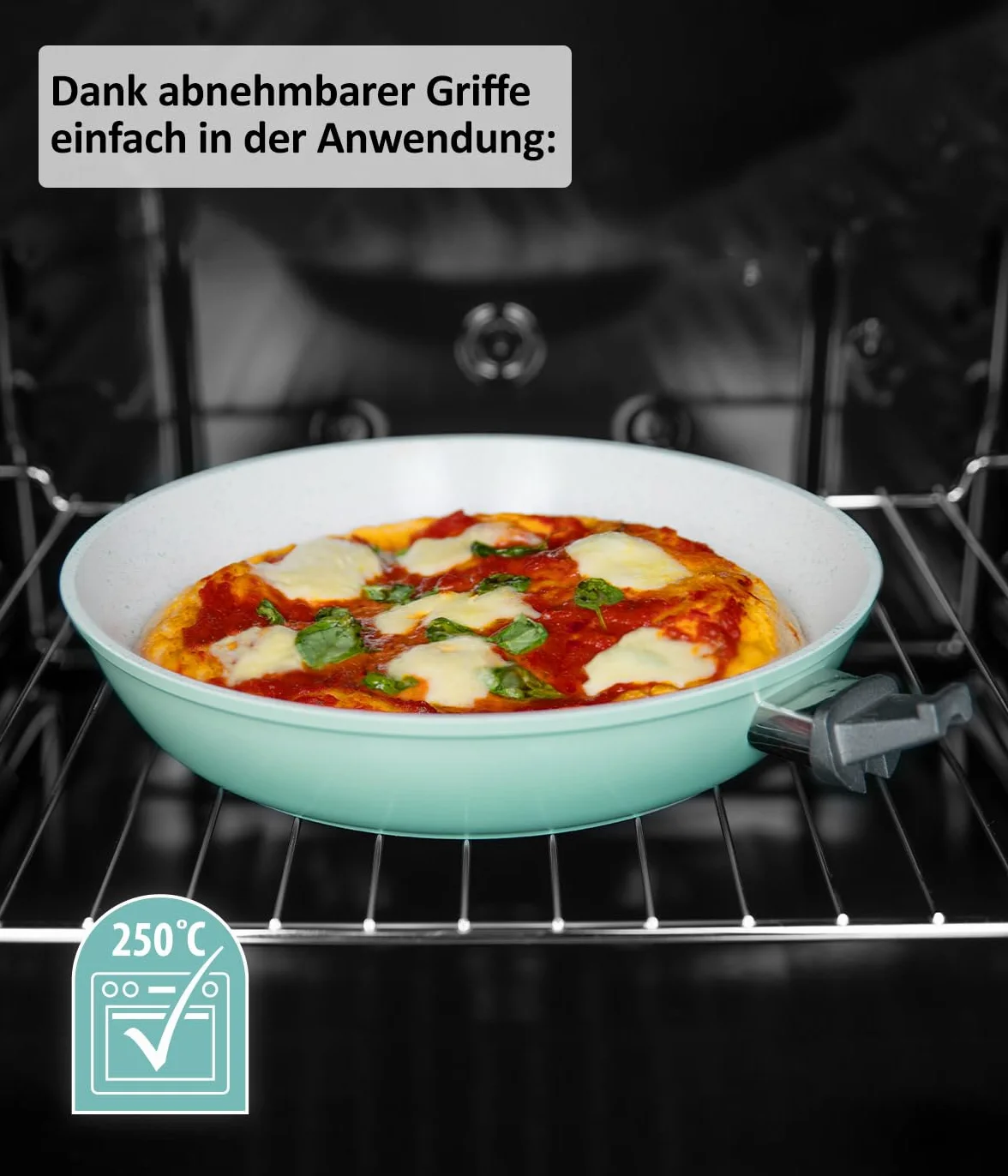 Genius Cerafit Revolution - Padella antiaderente in ceramica, senza PFAS con coperchio in vetro, manico rimovibile, adatta a tutti i piani cottura a induzione, lavabile in lavastoviglie