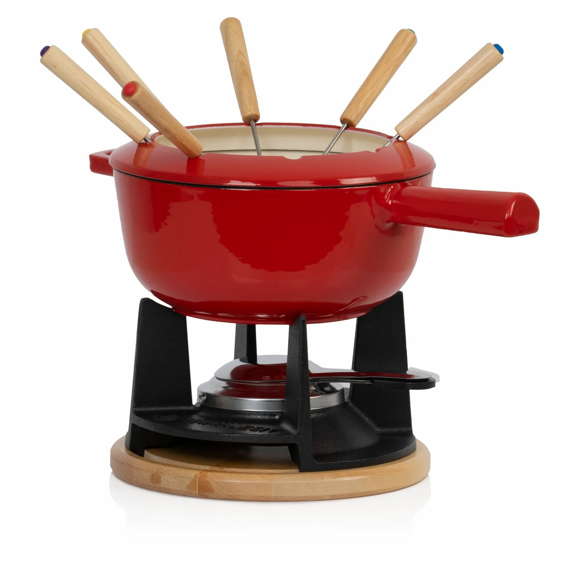 Mahlzeit Set per fonduta in ghisa 6 Persone | 2 Litri | Fondueset 13 Pezzi con bruciatore e forchette | Fonduta Set, Fonduta di Formaggio Set, Fonduta di Carne Set