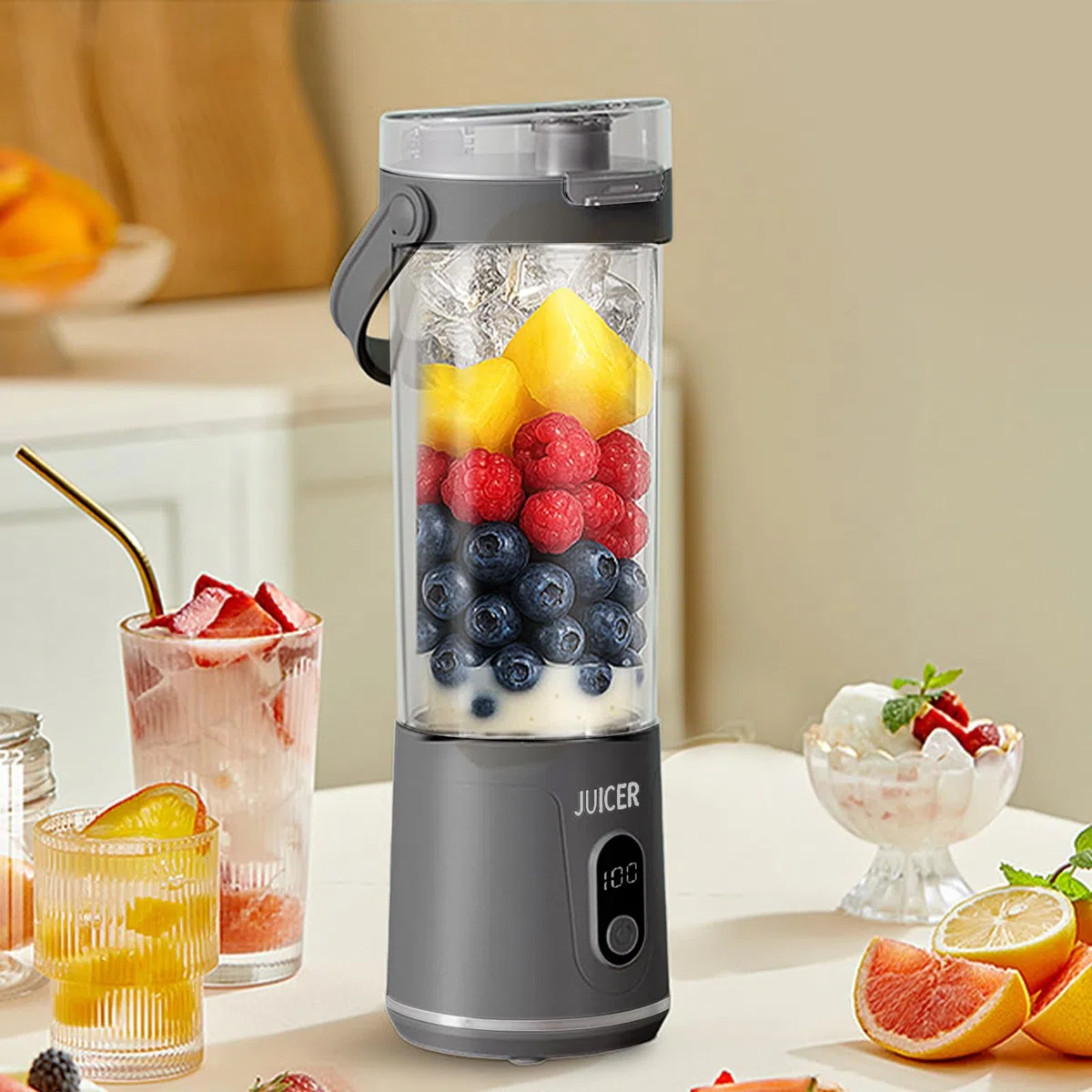 Centrifuga,Macchina per succhi di frutta e verdura | Dispositivo da cucina portatile con schermo digitale per succhi di agrumi verdure e bevande