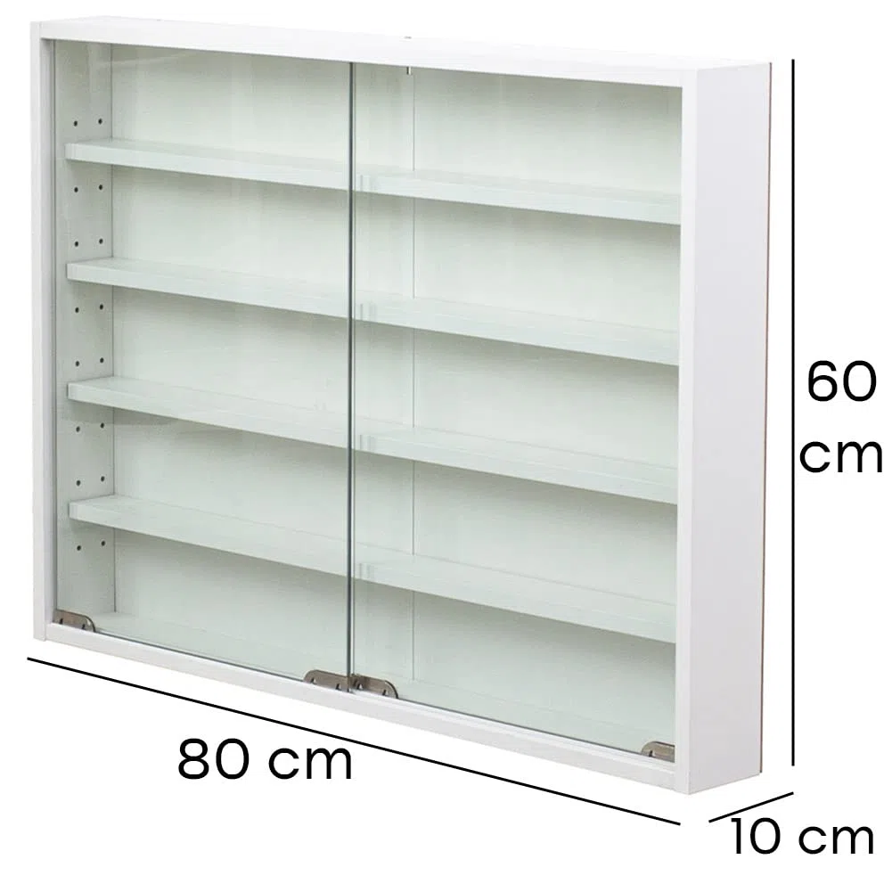 Shally Dogan Vetrina per Collezioni e Miniature, Vetrinetta da Esposizione per Collezionismo, Design Moderno con Linee Squadrate, Bacheca in Legno di Colore Bianco, 80 x 10 x 60 cm