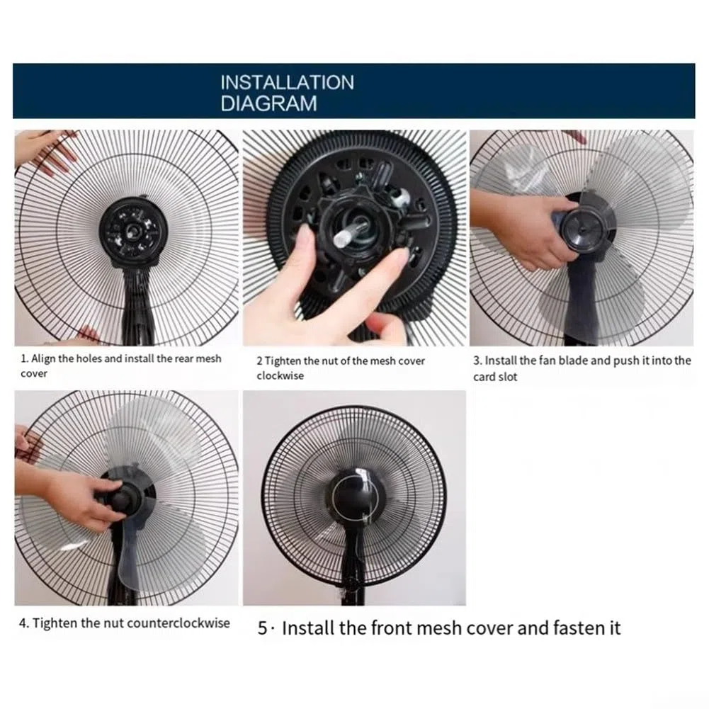 Ventola silenziosa da 40,6 cm con copertura a dado, ventola di ricambio per ventilatore da tavolo da tavolo, fornisce un flusso d'aria efficiente (ventilatore)