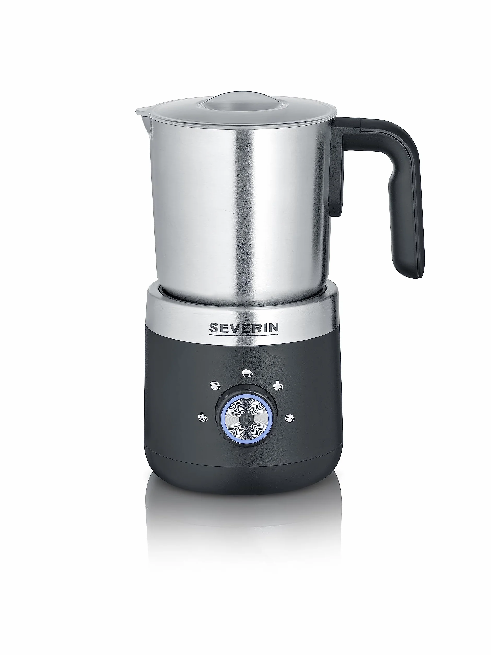 SEVERIN SM 3588 Montalatte da 500W per Montare a Freddo e a Caldo, Montalatte Elettrico in Acciaio Inossidabile, Montalatte Elettrico Cappuccino con Funzione Cioccolata Calda