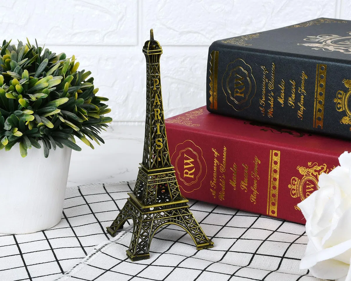 DSstyles Torre Eiffel Torre Statua Metallica Figurine per Souvenir - 32cm