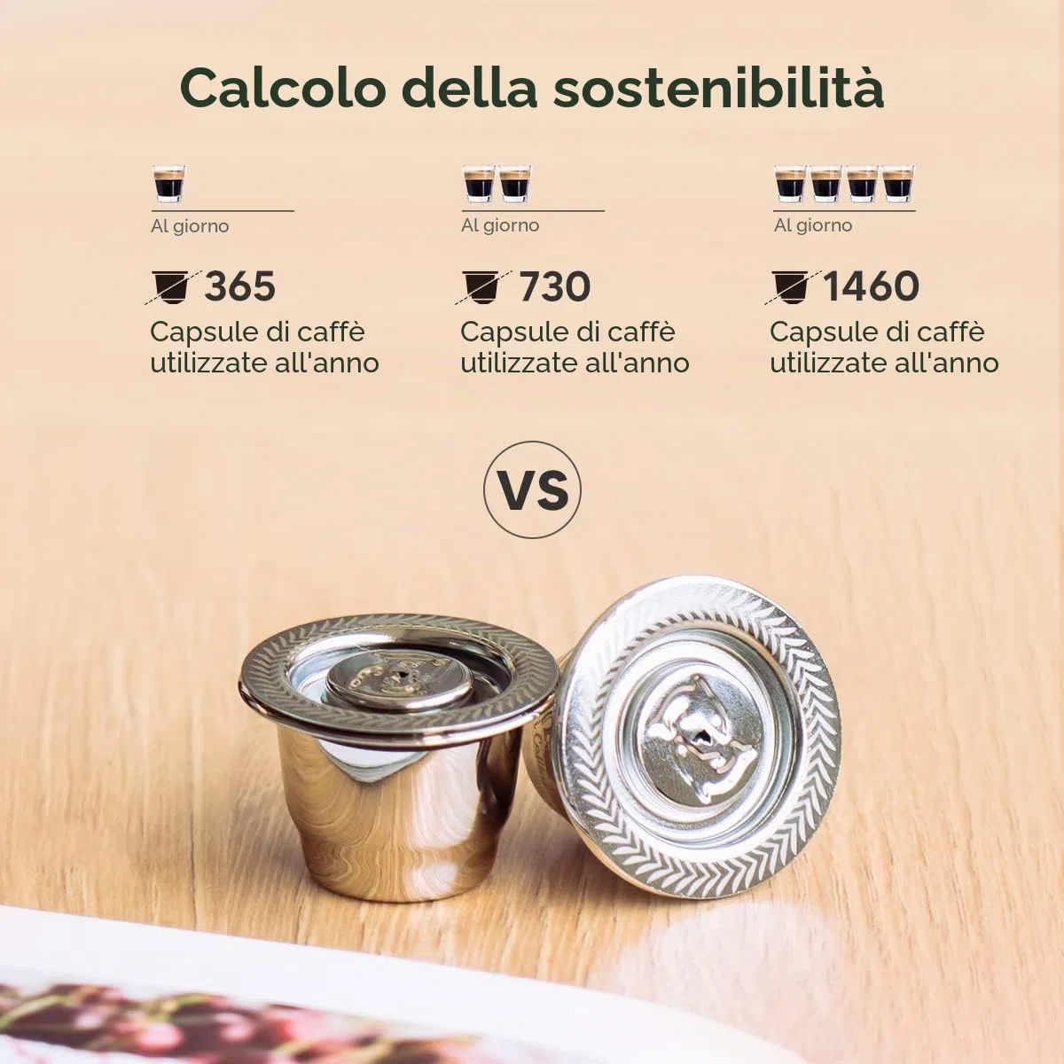 Capsule riutilizzabili Nespresso in acciaio inox, 2 cialde ricaricabili per macchine originali Nespresso + 1 manomissione + 1 cucchiaio + 1 pennello