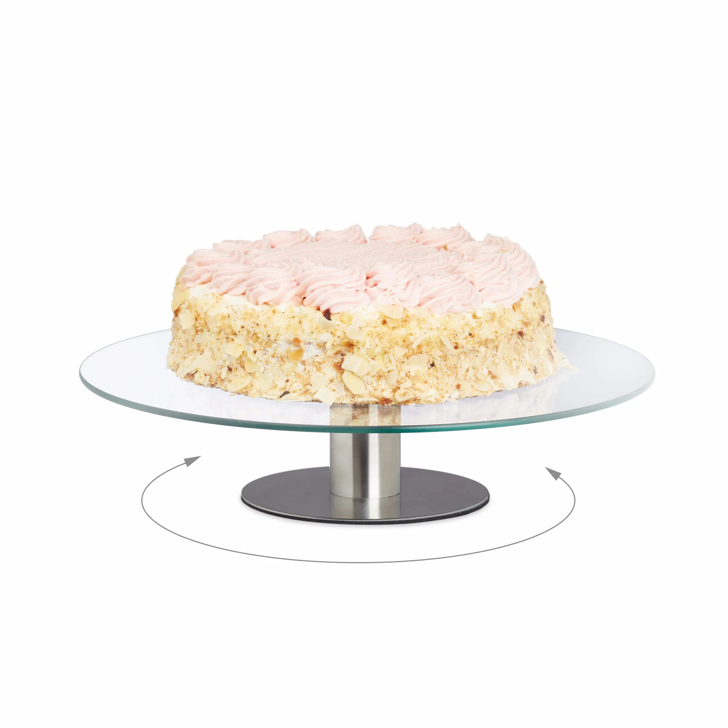 Relaxdays Piatto per torta girevole, base, piatto per torta per decorare, piattaforma girevole per torta, diametro 30 cm, trasparente, 1 pezzo