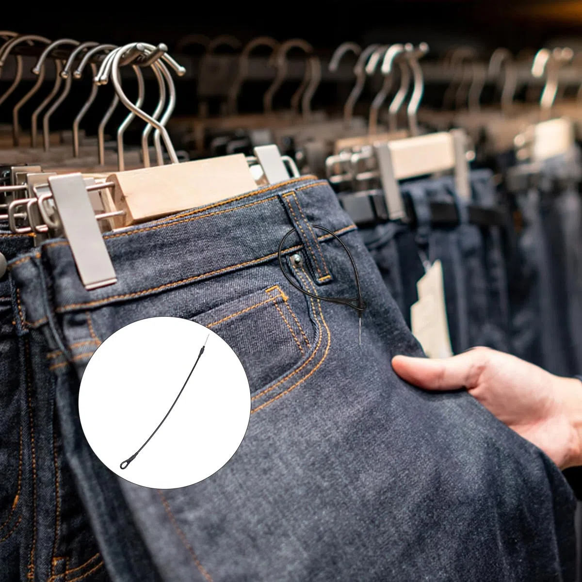 Alipis Cavo Antitaccheggio in Acciaio e Plastica 100 Pezzi, Filo Sicurezza per Abbigliamento e Scarpe, Protezione Antifurto per Negozi e Boutique