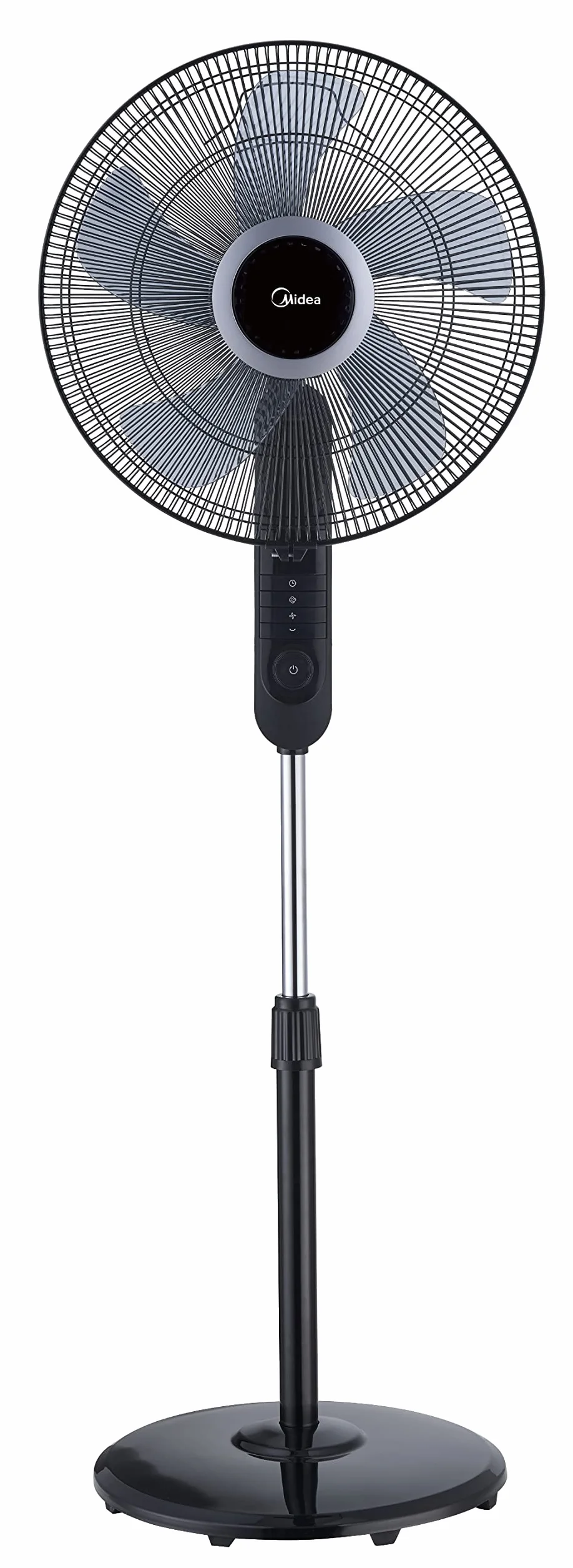 Midea FS40-15FR Ventilatore silenzioso con telecomando, 3 livelli di velocità, display LED, timer 7,5H, regolabile in altezza, funzione di oscillazione a 80°, 55 W, più potente, ventilatore