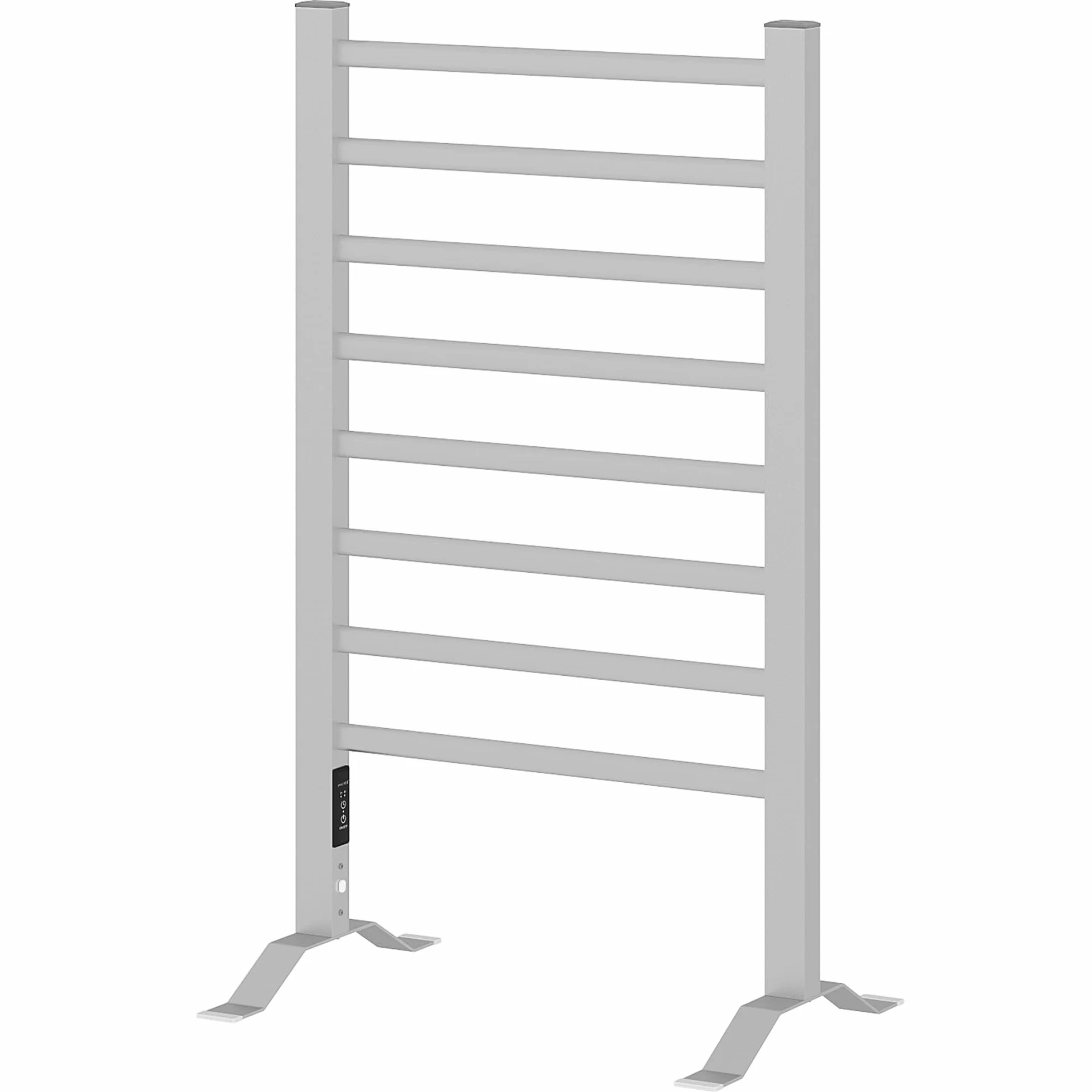 HOMCOM Calorifero Scaldasalviette da Terra o Parete 150W, Porta Asciugamani Riscaldato in Lega di Alluminio con 8 Barre e Timer da 2 o 4 Ore, Resistente all'Acqua, 53x35x90 cm, Argento