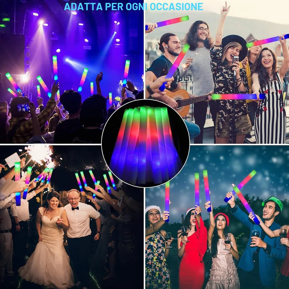 69pcs Bastoncini Luminosi In Schiuma,Multicolore Bastoncini Luminosi fluorescenti,Bastoncini luminosi per feste Matrimonio Compleanni Halloween Natalizi