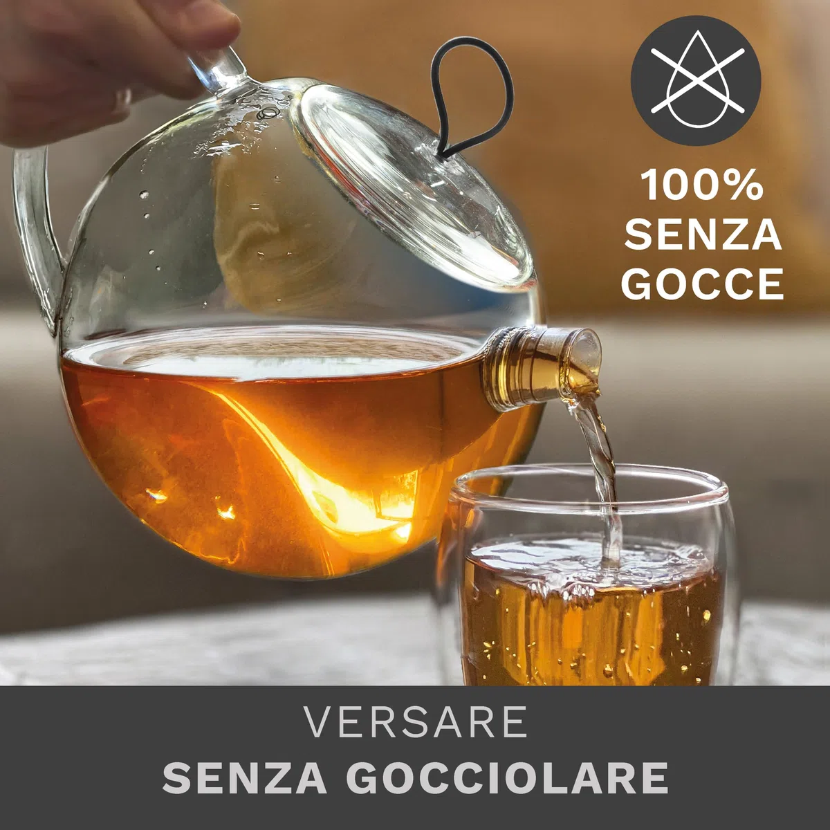 Creano Teiera in Vetro 1,0 Litro con Filtro Acciaio Inossidabile Integrato e Copercio Vetro - Antigoccia Elegante Teiera Trasparente per Tè Infusi Regalo Perfetto - 3 pezzi