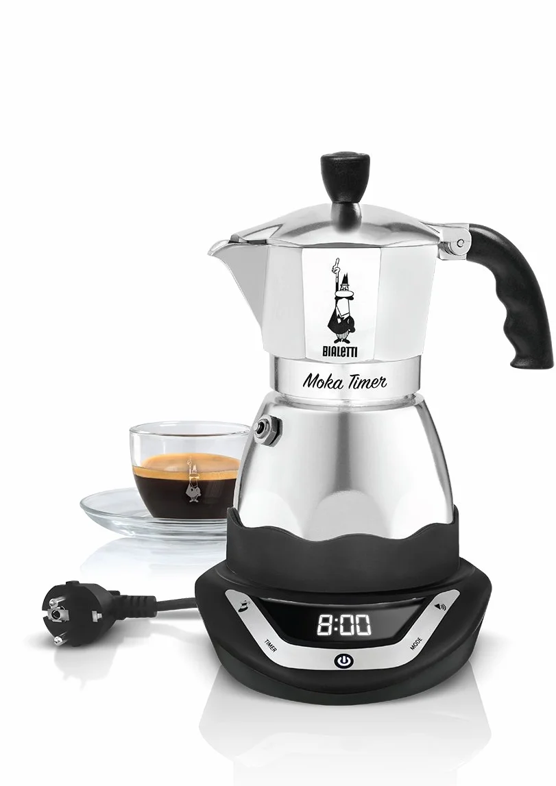 Bialetti Moka Timer, Caffettiera Elettrica Con Timer Incorporato, 3 Tazze, Nero, ‎25 x 22 x 20 cm, 453.59 grammi