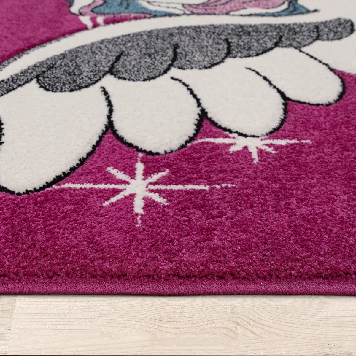 Paco Home Tappeto Per Cameretta Il Piccolo Unicorno Alato Nei Colori Fuchsia Bianco Turchese, Dimensione:80x150 cm