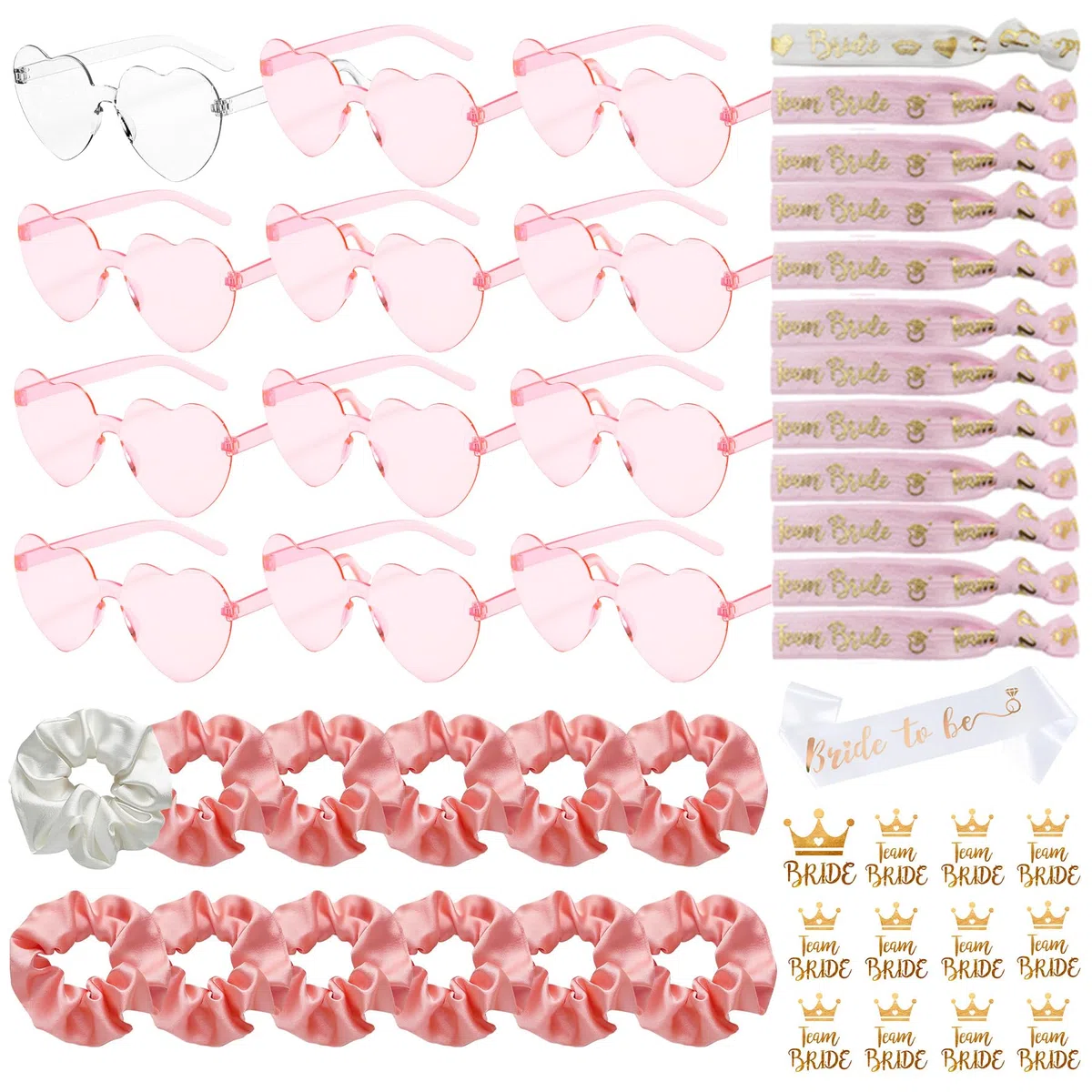 36 Pezzi Occhiali Team Bride Braccialetti Tatuaggi,Bride Occhiali a Forma di Cuore,Occhiali da Sposa Cuore,Occhiali per Addio al Nubilato,Bride to be Gadget,Team Bride Occhiali a Forma di Cuore