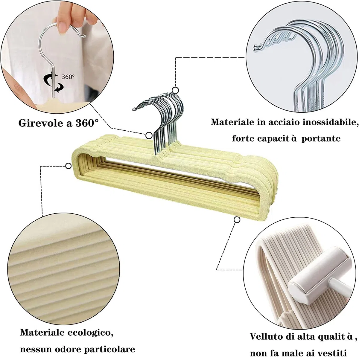 Grucce Pantaloni,10 Pezzi Appendiabiti per Pantaloni Salvaspazio,35cm Grande Antiscivolo Grucce per Pantaloni Velluto,Capacità di Carico Elevata Attaccapanni per Vestiti,Sciarpe, Asciugamani（Grigio）