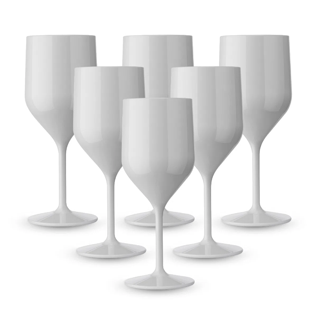 BRYNA - Set 6 Pezzi Bicchieri Croisiere da 25 Cl in Policarbonato (Plastica Rigida), 100% Design Italiano, Bicchieri Infrangibili, Calici Vino Riutilizzabili e Lavabili in Lavastoviglie, Bianco