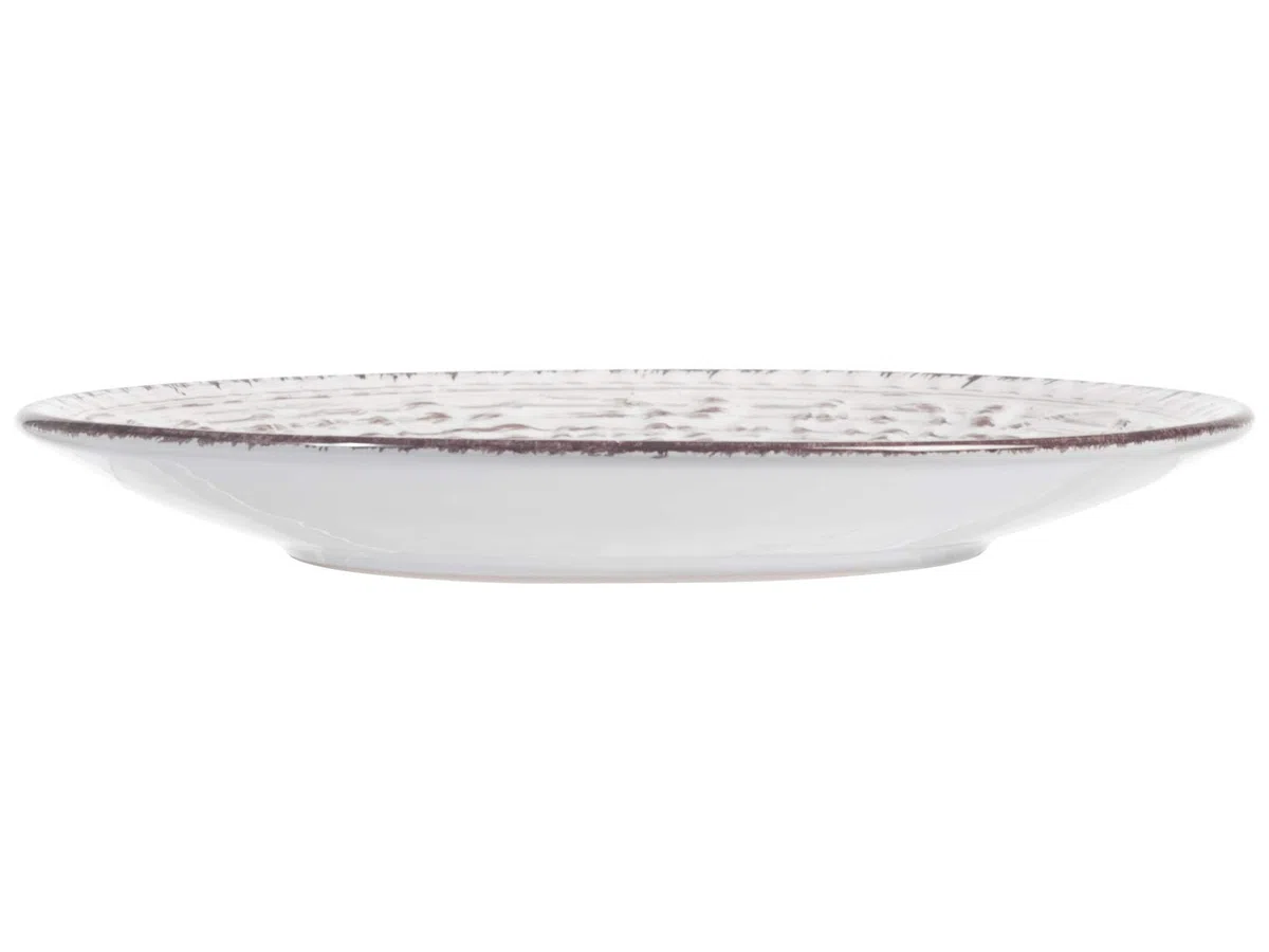 H&H Courtyard Set 6 Piatti Frutta, Stoneware, Bianco, 21 cm