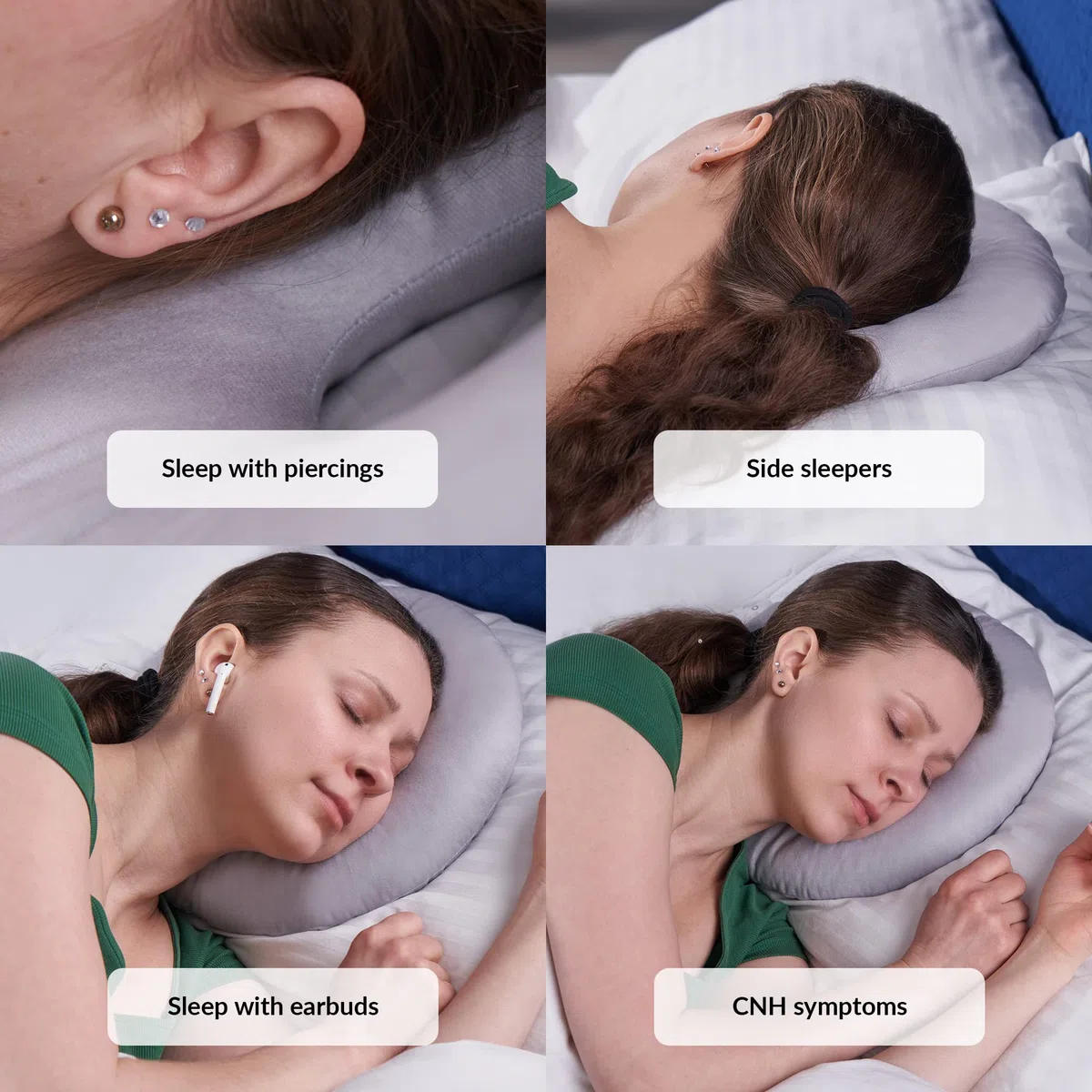 ODOXIA Cuscino Per Piercing | Sollievo Dal Dolore All’orecchio | Cuscino Per Fianco | Imbottitura Regolabile | Cuscino Ciambella | Cuscino Con Foro Per Orecchio | Piercing Pillow (Grey)
