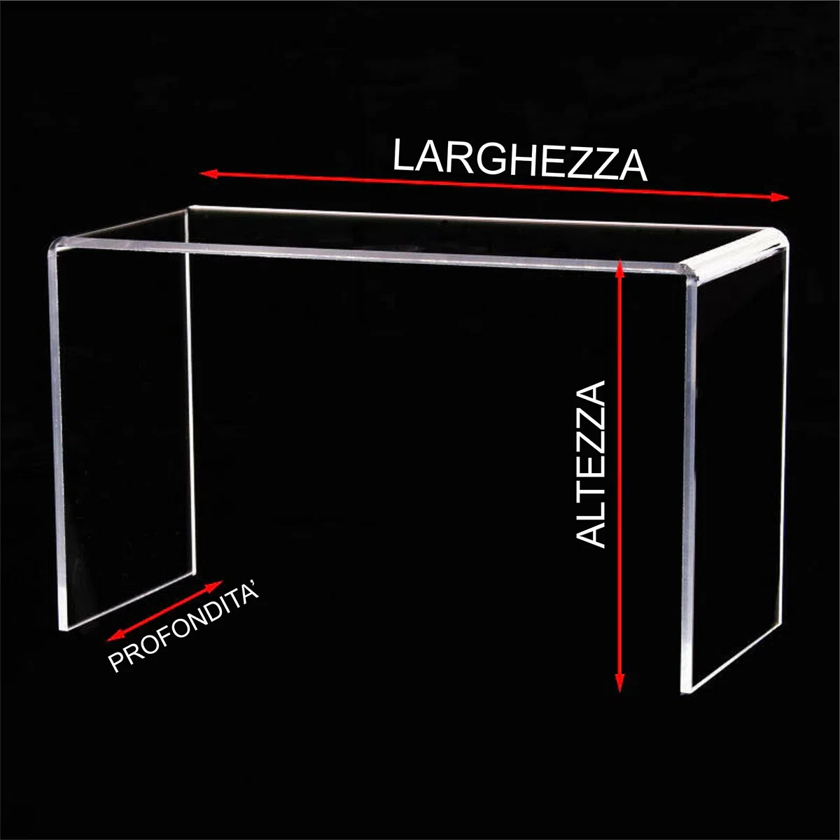 Generico Alzatina alzate Tavolino Espositore in PMMA CRYLUX COLATO personalizzata profondità 15cm Alzata Trasparente Spessore 5mm dolci Cupcake e Banchi Gioielli Vetrine (30, 20)