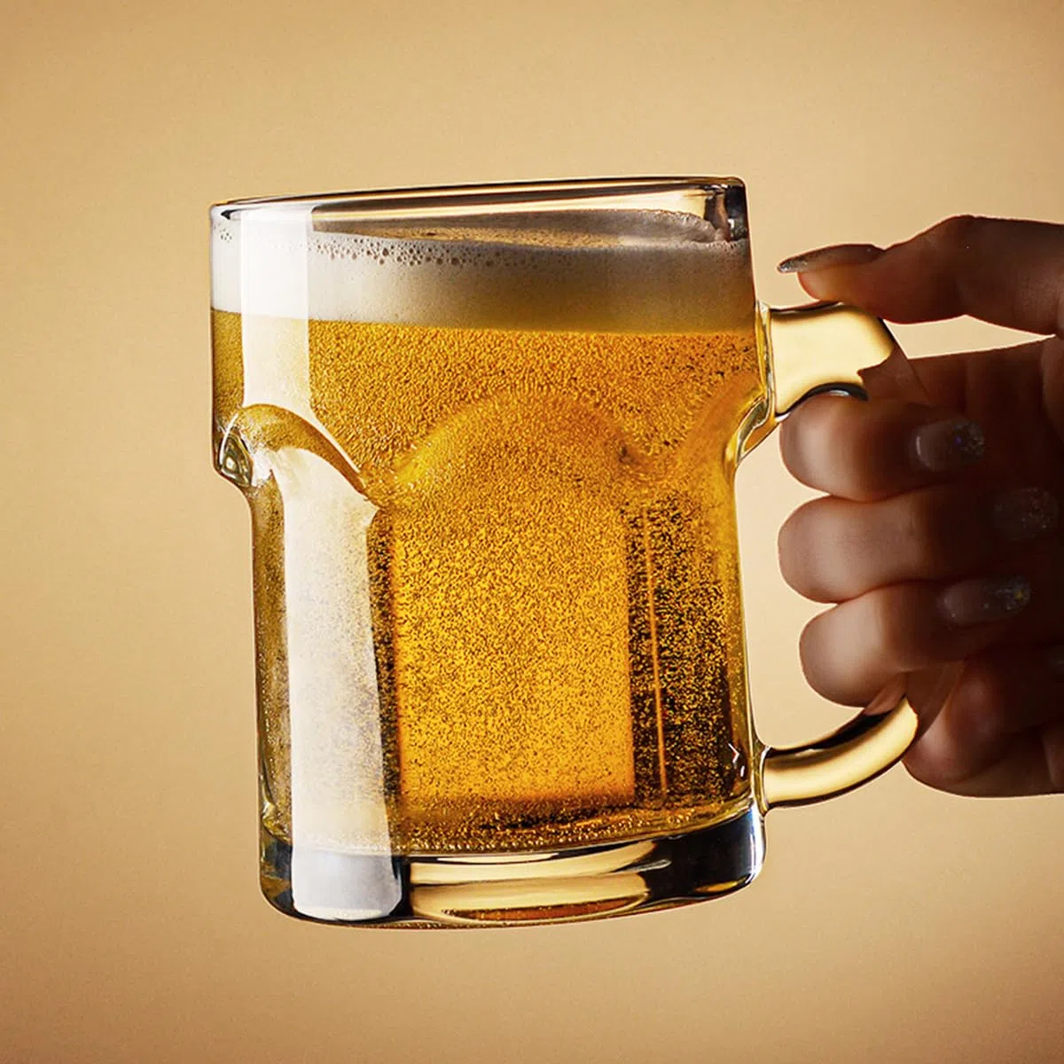 Set di 2 bicchieri da birra con manico, bicchieri da birra in vetro con poggiapolsi