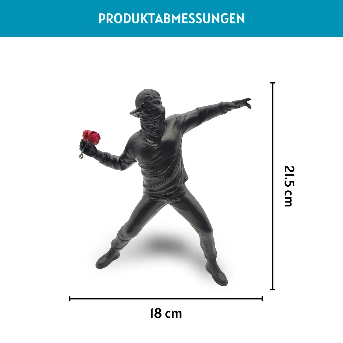 LAIX Banksy Scultura Rabbia Il Lanciatore di fiori, 21,5 cm, un'aggiunta esclusiva per Graffiti, Street Art, Urban Art e Pop Art collezionisti e appassionati