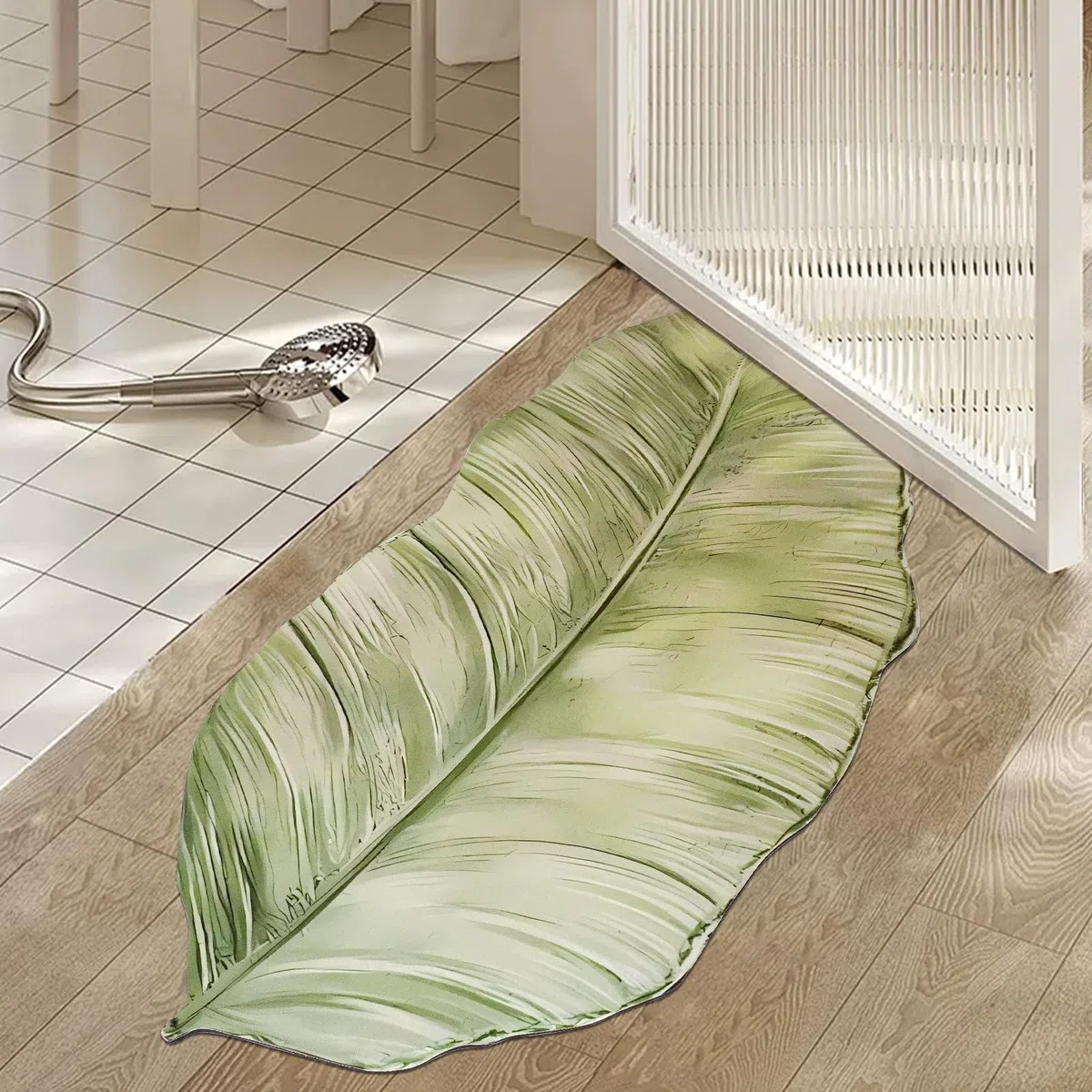 Tappeto da Bagno Forma Foglie Antiscivolo Ultralieve e Assorbente Asciuga-Veloce Flexibile per Bagno, Cucina, Camera | Tappeto Interiore per Decorazione (50x100cm)