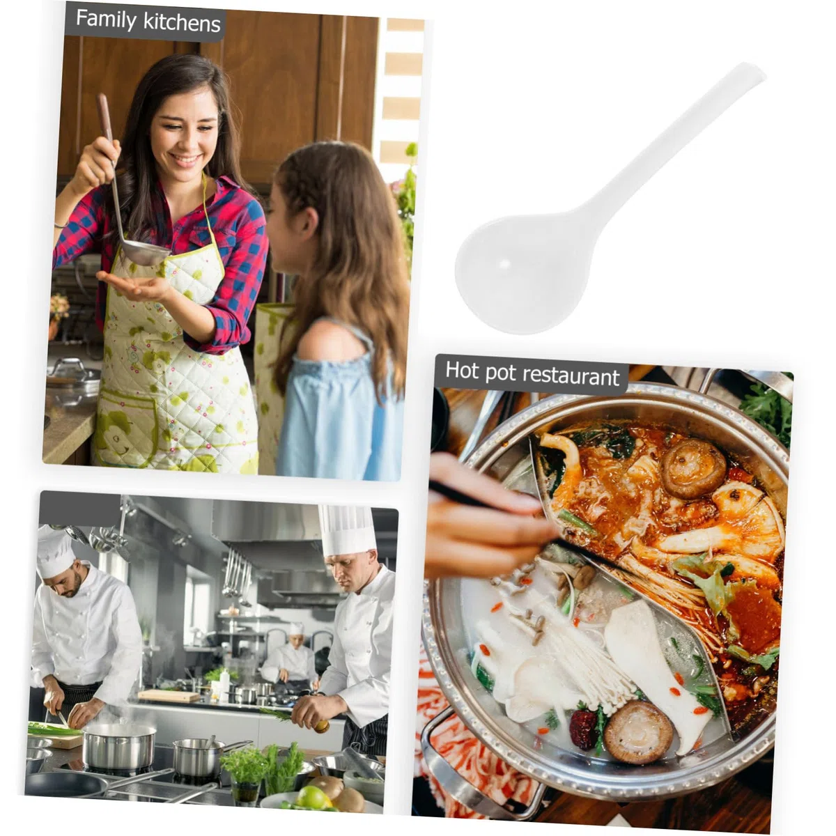 SOLUSTRE Mestolo da Zuppa in Porcellana Bianco da 10,6 Pollici, Impugnatura Comoda, Resistente a Microonde, per Servire Zuppe e Miso in Cucina