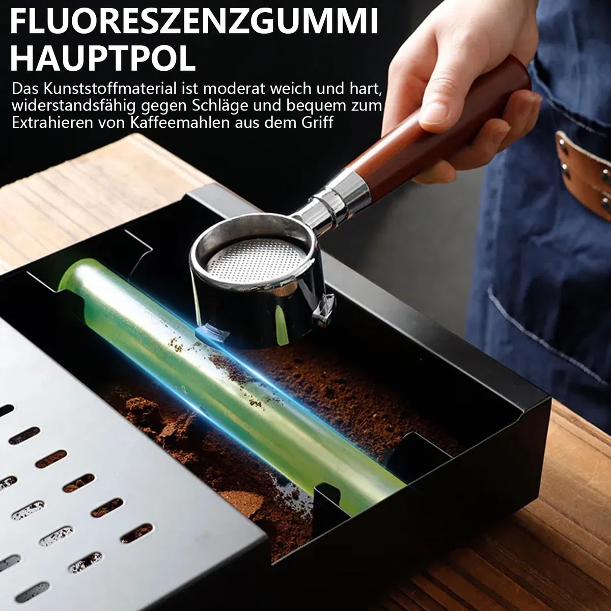 Contenitore per caffè in acciaio inox, adatto per tutte le macchine da caffè (nero, 34,5 x 25 x 8 cm)